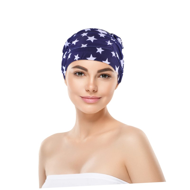 BIUDECO Pleated Swim Cap Long Hair Friendly Elastic for Adults
