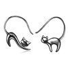 Cat Earrings Sterling Silver Black Cat Earrings Pull Through Animal