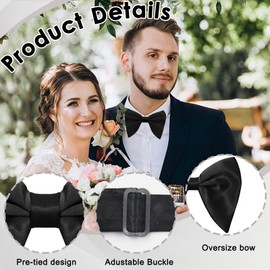 Luckyvestir Oversized Bow Ties for Men, Black/Red Big Bow Tie, Solid Color Pretie Bowties Men for Tuxedo (black*1)