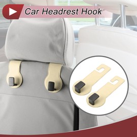 HEROFFIX 2 Pcs for Purses and Bags, Umbrella Etc Car Seat Headrest Hook Sturdy Car Seat Back Organizer Hooks Beige Metal 6.46"x2.48"