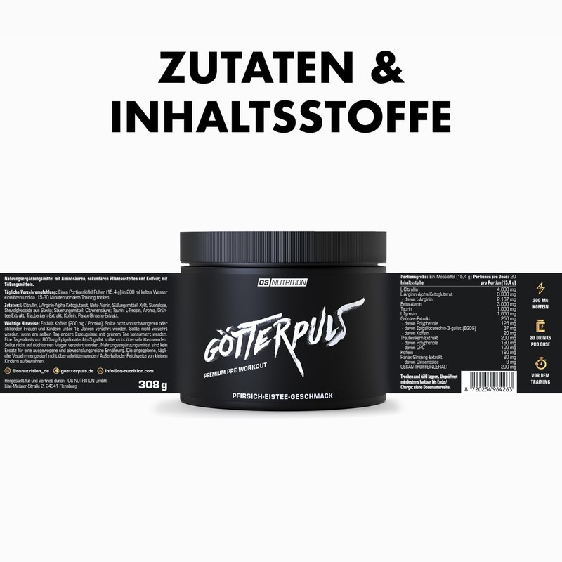 OS NUTRITION OS NUTRITION G?tterpuls Premium Pre Workout Booster Pfirsich-Eistee