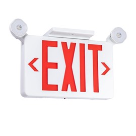 Gruenlich Red Exit Sign with Emergency Lights, 2 Adjustable LED Heads and Backup Battery, UL 924, AC 120/277V, Commercial Hardwired Exit Light for Business, 1 Pack