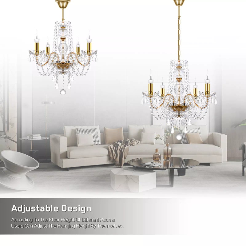 WARRENAU 4-Light Luxurious Crystal Chandelier Ceiling Pendant Lamp Fixture Lighting