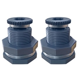 ANPTGHT NPT 1.5" PVC Bulkhead Fitting, Heavy-Duty Female Plastic Water Tank Connector Adapter Fitting with Plugs for Rain Barrel,Spigot,Water Tank,Drain Bucket (Set of 2-Thickened Type)
