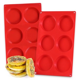 Silicone Egg Sandwich Molds, 3 Inch Muffin Top Pan Non Stick Mold for Breakfast Sandwiches, 2 Pack Whoopie Pie Pan, Circle Mold for Baking English Muffins, Egg Sandwich, Whoopie Pies