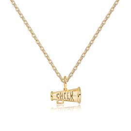 Cheer Necklace for Women Coach Mom Cheerleading Gifts Necklace 14K Gold Plated Dainty Cheer Team Pendant Charm Sports Cheerleader Jewelry Gift (Horizontal)