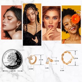 3 Pairs Gold Earrings For Women 18K Ear Cuff Earrings Small Gold Hoops Earrings Cross Earrings Huggie Earrings For Girls (With Gift Box) (Small Gold Hoops Earrings)