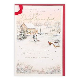 Clintons: Son-in-Law & Daughter-in-Law Christmas Card with Snowy House