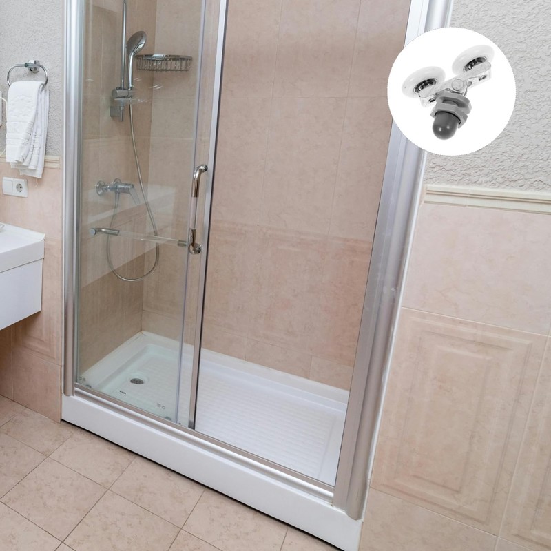 TEHAUX 8pcs Shower Door Rollers Dual Wheel Sliding Glass Hardware