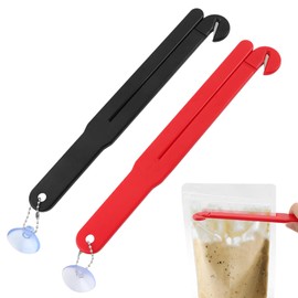 2pack Food Bag Pouch Cutter Opener Slicer Food Bag Squeezer with Stainless Steel Blade and Squeezer Includes Hang Chain and Suction Cup for Easy Storage(COLOR:as shown)