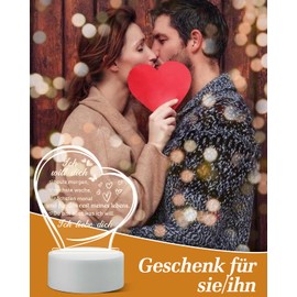 DJLLA Ich Liebe Dich Geschenk für sie ihn Valentinstag Liebe Geschenk für Frauen Mann Paare Geschenk Personalisiertes Geschenk Acryl Nachtlicht Weihnachten Geburtstag Geschenk