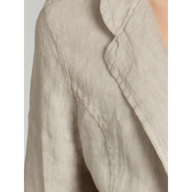 Caspar BZR004 Short Women's Linen Summer Blazer, beige