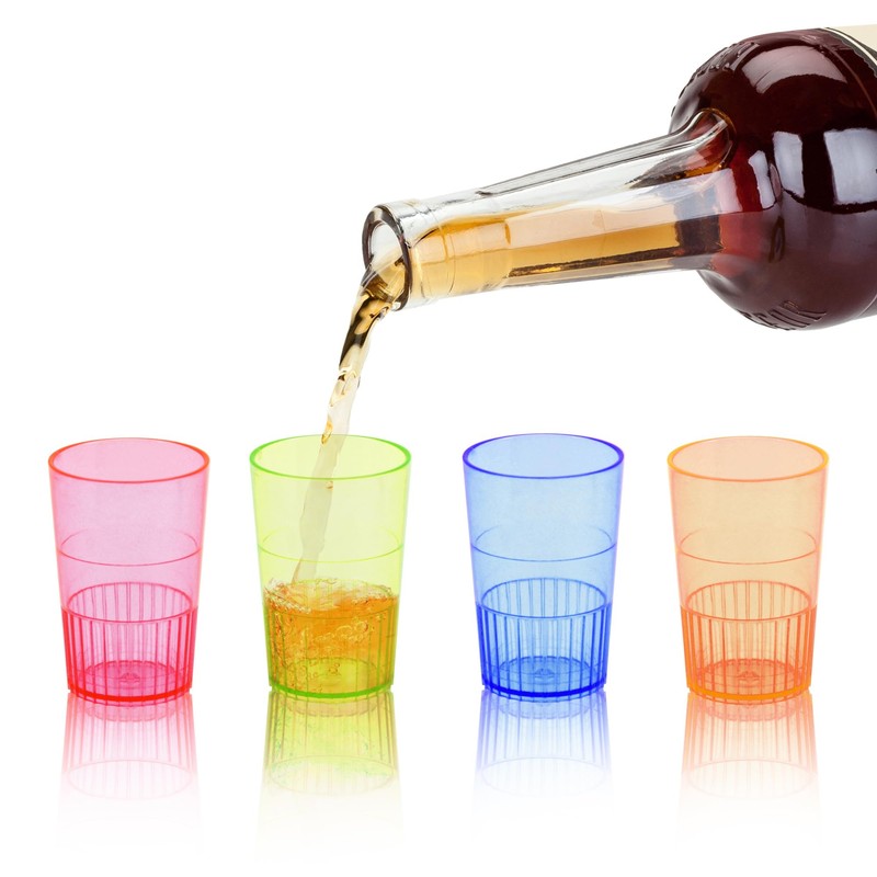 True Multicolor Plastic Party Shot Glasses, 1.5 Ounce Disposable Shot