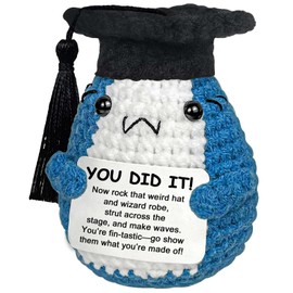 Krinisou Funny Graduation Gifts for Her Him – You Did It Crochet Shark, 2025 College High School Masters Degree Graduate Congrats Grad Gift for Best Friend, Brother, Sister, Women, Men
