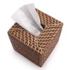 DOKOT Rattan Tissue Box Cover Square Napkin Holder for Home