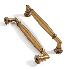 ZAUYX 2 Pack 5 Inch Hole Center Vintage Antique Brass Cabinet pulls Solid Heavy Duty Aged Bronze Cabinet Pull Cabinet Handles Kitchen Cabinet Hardware Vanity Handles Bathroom Cabinet pulls