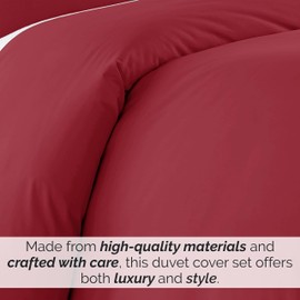 Southshore Fine Living, Inc. Premium Collection Oversized Duvet Cover Queen Bedding Set, Soft Duvet Cover 3-Piece with Two Matching Shams (98 in Wide x 98 in Long), Chili Pepper, Full/Queen
