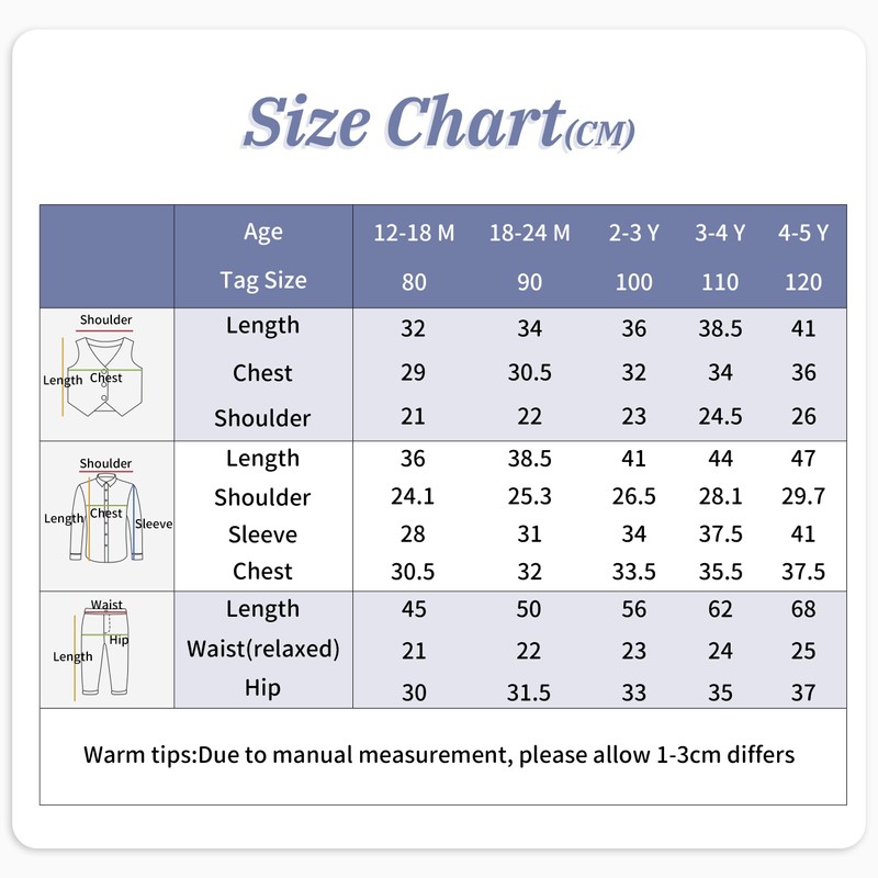 Volunboy Baby Boys' Suit Vest Festive Wedding Clothing Set 4-Piece,