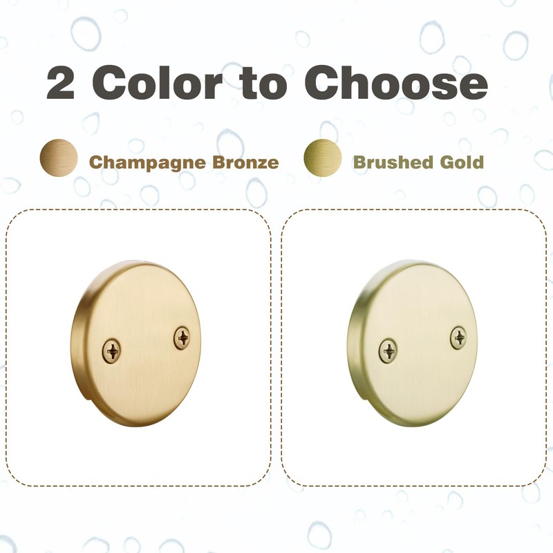 Two Hole Bathtub Overflow Plate and Screws, Champagne Bronze