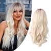 Gradient Blonde Brown Long Curly Wig Women Heat Resistant Synthetic