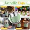 Stainless Steel Kids Cups with Silicone Sleeves, 8oz Metal Tumbler