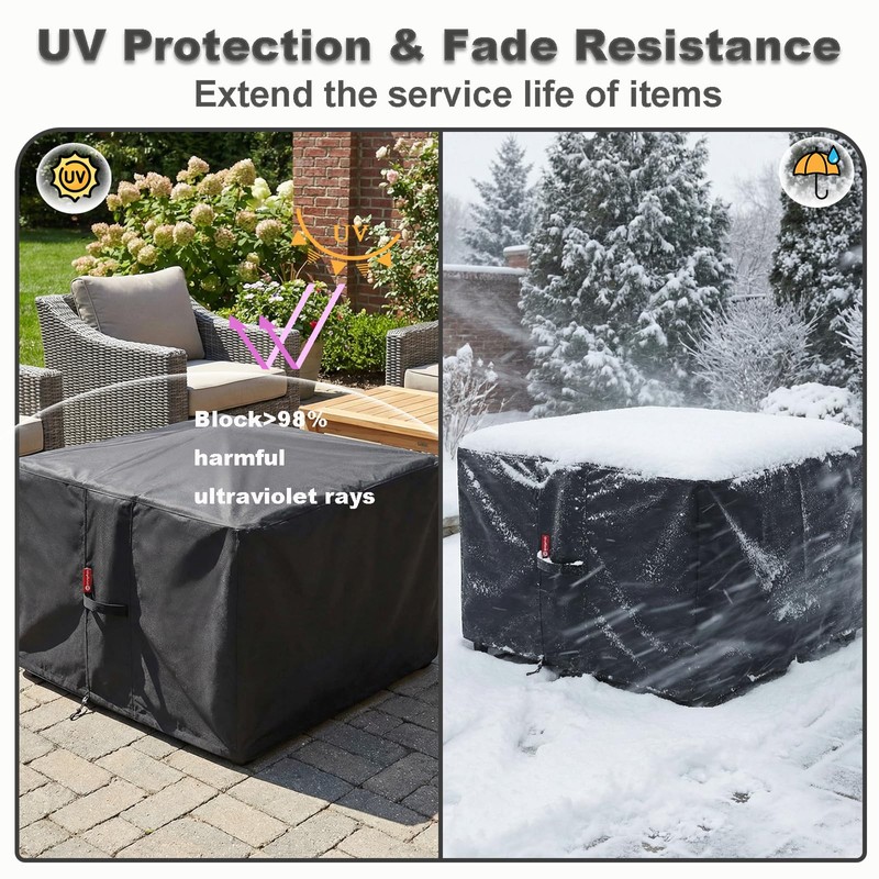 SheeChung Large 44'' Square Fire Pit Cover - Waterproof 600D