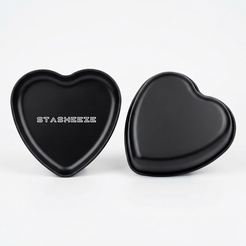 Stasheeze Heart Shaped Rolling Tray Metal, 9x8cm, Small Portable Organiser