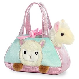 Aurora® Fashionable Fancy Pals™ Peek-A-Boo™ Llama Stuffed Animal - Plush with Stylish Purse for Dress Up Fun - Perfect for Kids 3+ Years, Costumes, and Birthdays - Multicolor 8 Inches