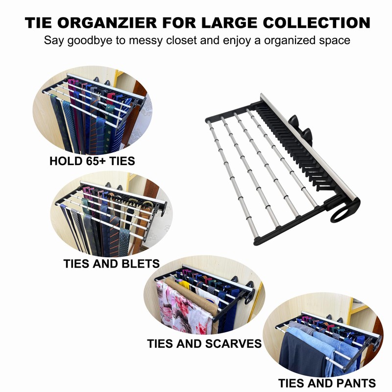 HANKEY Pull Out tie Organizer for Men, Slide Out Tie