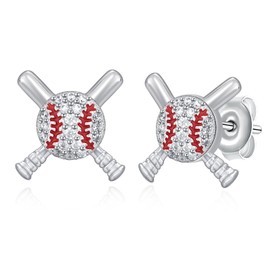 Daixiya Baseball Earrings 925 Sterling Silver Hypoallergenic Baseball Stud Earrings Sports Jewelry Baseball Fan Gifts for Women