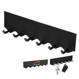 Magnetic Hook, Key Hook, Magnetic Hook, Kitchen Tool Hook, Strong Magnetic Wall Mount, No Drilling Required, Entryway, Kitchen, Bathroom Hook Storage (9.6 inches (24.5 cm), Black)