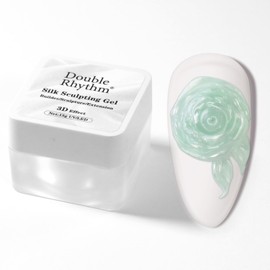 Double Rhythm 3D Nail Gel Pearl Solid Sculpting Gel for Nail Art Non-Sticky Hard Gel for Building Carving Molding Nail Extension Soak Off UV/LED Nail Art Salon Home DIY 0.5 Oz (Green-Silk 08)