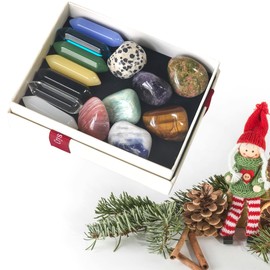 14 Pieces Chakra Stone Set Crystals Healing Stones Set in Gift Box, Chakra Stones Set, Gemstones Set, for Crystal Therapy, Meditation, Gemstones, Healing Crystals, Yoga, Anxiety Relief (White)