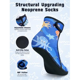 Summshall Kids Neoprene Socks 3mm Water Socks Sand Socks Anti-slip Swimming Socks Keep Warm Wetsuit Socks for Water Sport