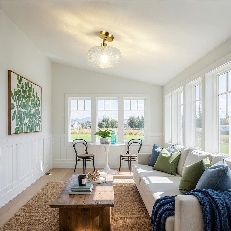 ROTTOGOON Semi Flush Mount Ceiling Light, Adjustable Hanging Gold Sloped