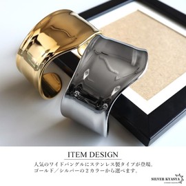 Stainless Steel Wide Bangle Wave Simple Bangle Thick Bone Cuff Wide Thick Bangle Silver Casual Bangle for Women, Silver Stainless Steel