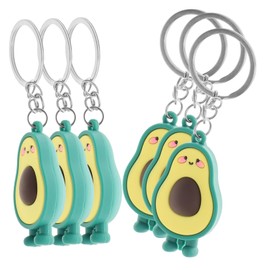 CLISPEED 6pcs Cute Avocado Keychain Fruit Shaped Pendant Key Ring for Bags Unique Accessories for Friends Family