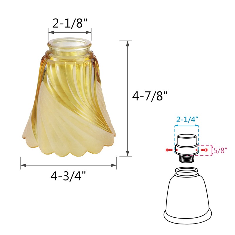 Aspen Creative 23172-4 Transitional Amber Ceiling Fan Replacement Glass Shade.