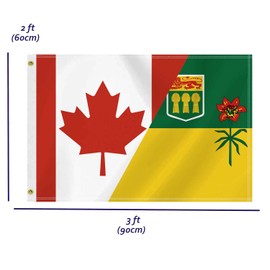 2×3 FT Saskatchewan Canada Flag,Medium 60×90 CM Canadian SA Outdoor Banner,104D Decor,Doube Side Printing For Patio Garden With Brass Gromment