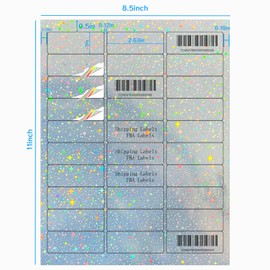 STARLIBOO 1" x 2-5/8" Address Labels- Holographic Color Stickers for Laser/Inkjet Printer mailing Labels 8.5"×11"- Holographic Star
