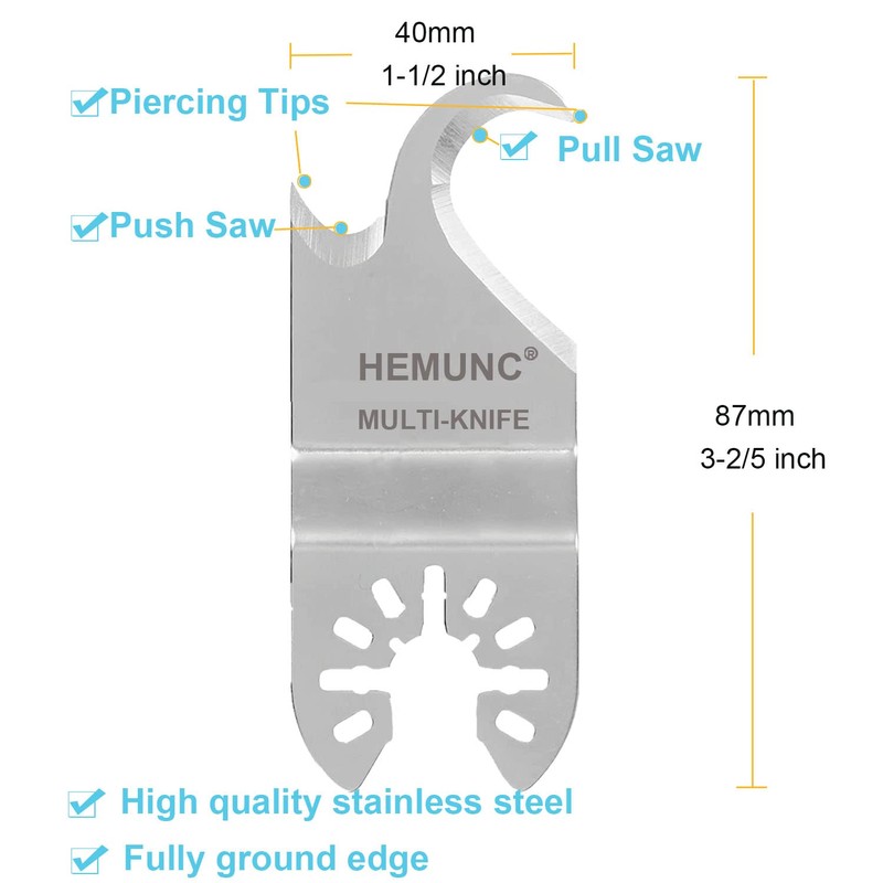 HEMUNC 4PCS Oscillating Multitool Saw Blades, Oscillating Multi Tool Hook