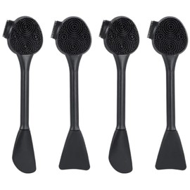 Beomeen 4 Pack Silicone Facial Cleansing Brush 4 in 1, Silicone Face Exfoliating Wash Scrub Brush Dual Face Double-Ended for Face Skincare and Massage (Black)