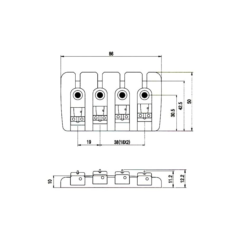 4 string Bass bridge for Jazz/Precision guitar in black BB001