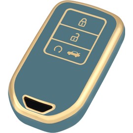 OFFCURVE Protector de Llave de Honda 4 Botones, Funda para Llave TPU Flexible Suave, Compatible con Honda Accord Civic CRV Jade Pilot Odyssey Vezel Porta Llaves Inteligente (Oro Azul)