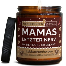 Lustige Duftkerze mit Spruch für Mama | Handgemacht aus Sojawachs | In Geschenkbox | Nachhaltiges Valentinsgeschenk | Geschenkidee Geburtstag Mutter, Beste Mama zum Muttertag |Lebkuchen