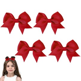 4 PCS Red Hair Bows, Hair Bows for Girls, Red Accessories Clips for Little Girl Baby Children Women and Cute, Long Lasting Give Birthday Gifts Bow Clips for Girls