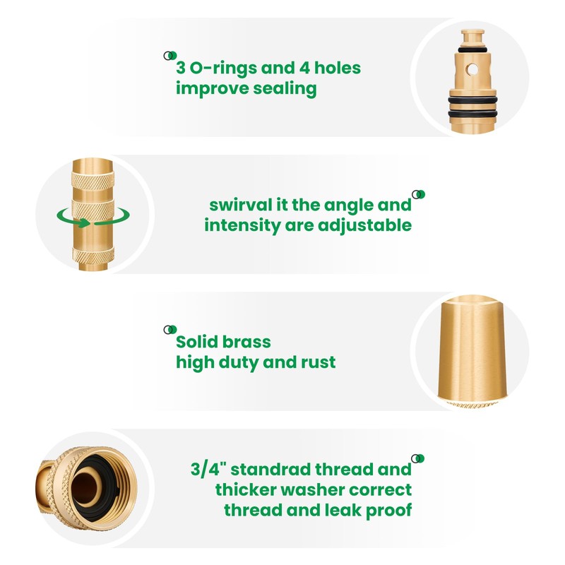 Watflow 3/4" Solid Brass Hose Nozzle - Heavy Duty High