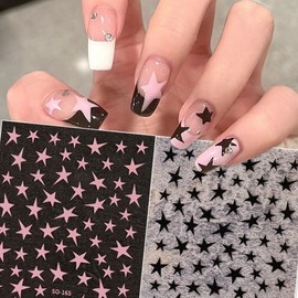 3D star shaped nail stickers Pink (086) 11ea