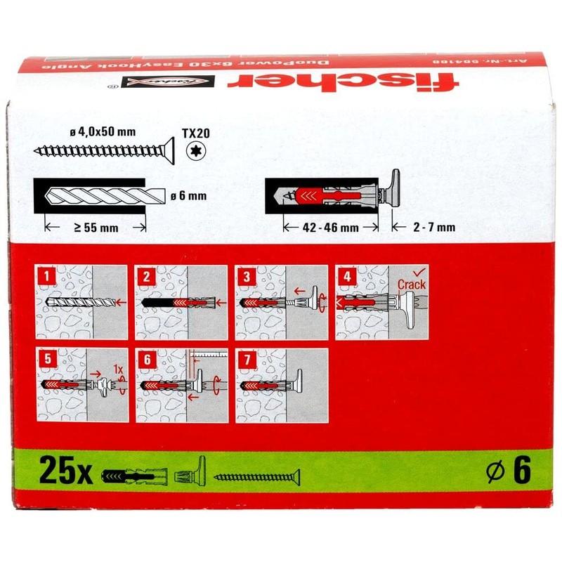 fischer 564168 Angle, Set of 25 Angle Hook Screws and