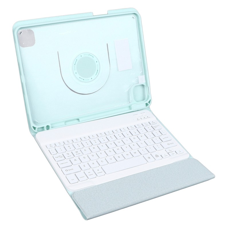 Tablet Protective Case Light Green Folding Stand Cover with Keyboard